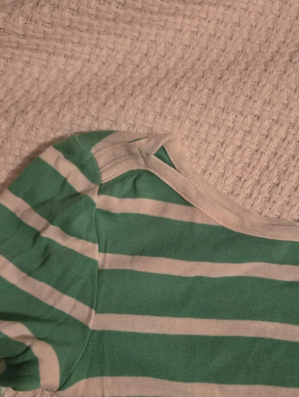 J.Crew Striped Green & White Boatneck Three Quarter-Sleeve Women's Top Size Xxs